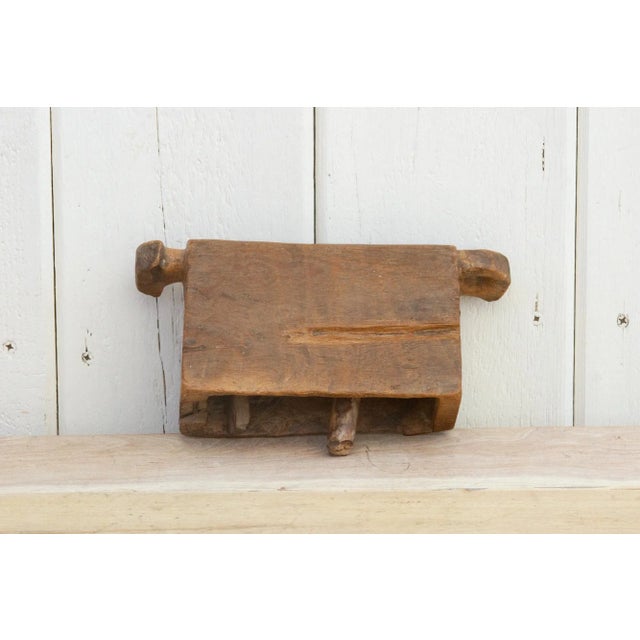 Wood Primitive Hand-Carved Antique Cowbell From Nepal For Sale - Image 7 of 7