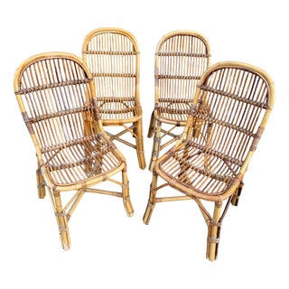 Vintage Rattan Chairs, 1960s, Set of 4 For Sale
