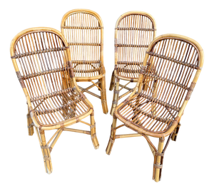 Vintage Rattan Chairs, 1960s, Set of 4