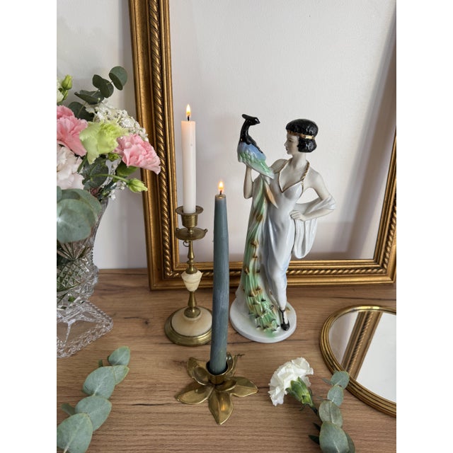 Vintage Peacock Lady Figurine For Sale - Image 5 of 5
