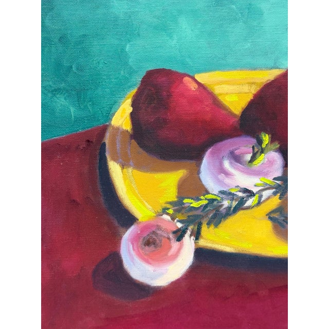 Contemporary 1990s Original Colorful Still Life Painting of Fruits & Vegetables For Sale - Image 3 of 8