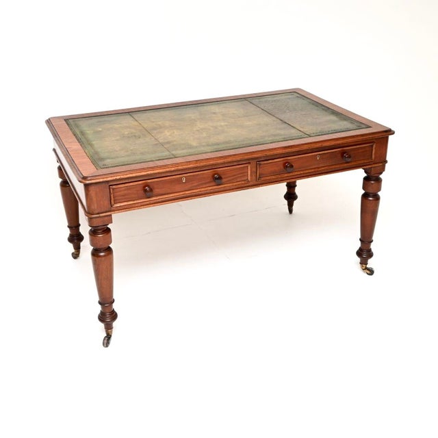 Large Antique Victorian Leather Top Writing Table, 1840 For Sale - Image 11 of 11
