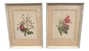 Large Flower Bouquet Framed Prints - a Pair