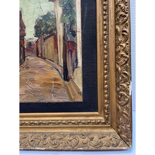 Antique Original European Street Scene Painting For Sale - Image 4 of 11