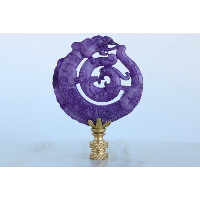 Chinoiserie Dragon Ouroboros Lamp Finial on Brass Hardware For Sale - Image 3 of 6