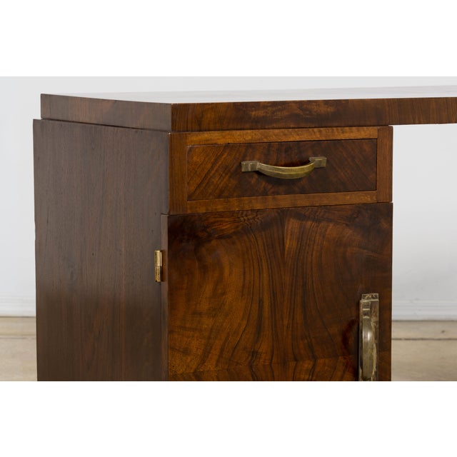 French Art Deco Walnut Burl Pedestal Desk, 1930s For Sale - Image 15 of 18