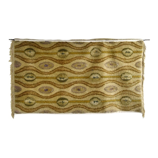 Vintage Mid-Century Modern Fiber Art Wall Tapestry Dated 1962 For Sale