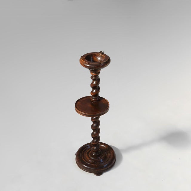 Art Deco Oak Ashtray on Hand-Turned Base, France, 1930s For Sale - Image 11 of 11