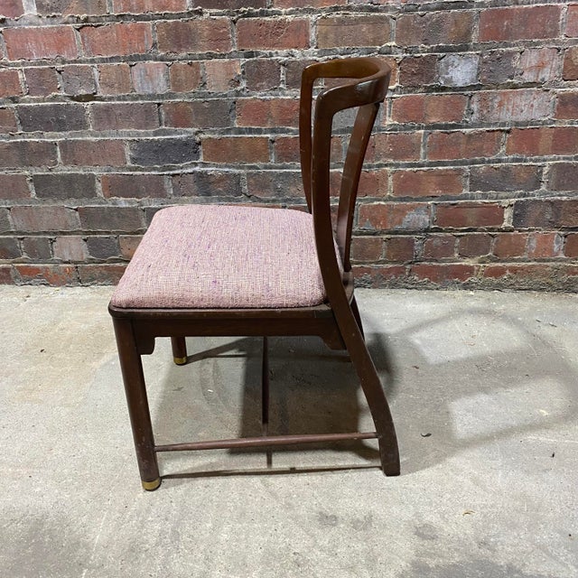 Four Dining Chairs W Purple Fabric For Sale - Image 4 of 7