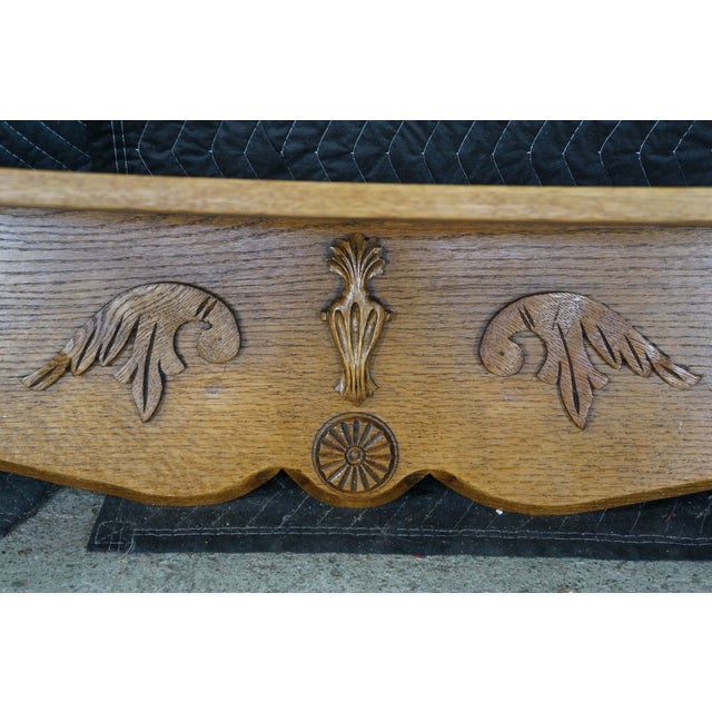 20th Century Victorian Eastlake Revival Carved Oak Wall Shelf Mantel Display 35" For Sale - Image 10 of 16