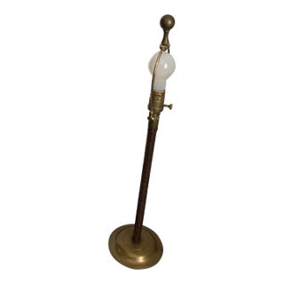 Visual, Comfort, Leather, and Brass Table Lamp For Sale