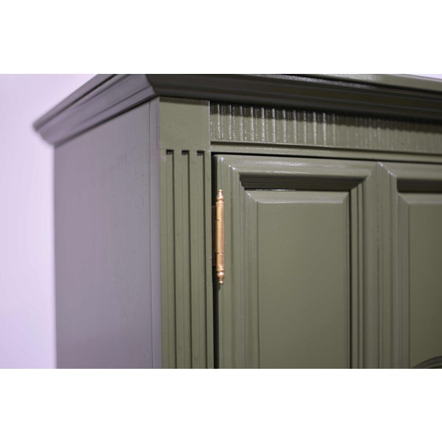Mid Century Transitional Highboy Dresser in Olive Green - Newly Painted For Sale - Image 13 of 14