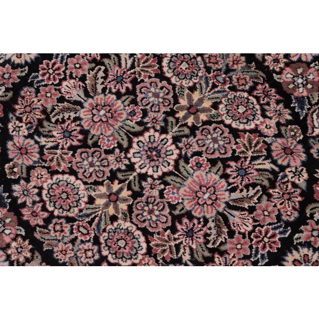Art Nouveau 1990's Pak-Persian Black/Pink Wool Round Rug- 8'1'' X 8'3'' For Sale - Image 4 of 9