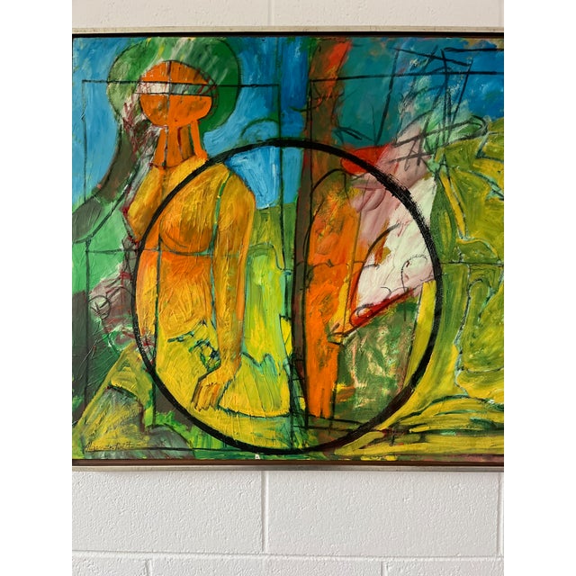 Mexican Vintage Abstract Oil on Canvas Painting by Mexican Artist Alejandro Prieto For Sale - Image 3 of 10