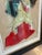 1960s-70s asian-style framed textile art/hair collage. Excellent condition. Measures 18" x 14" including frame..