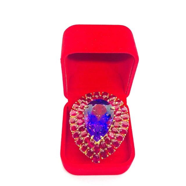 Bochic “Orient” Vintage Natural Ruby & Amethyst Ring Set In 18 K Gold & Silver For Sale In New York - Image 6 of 9