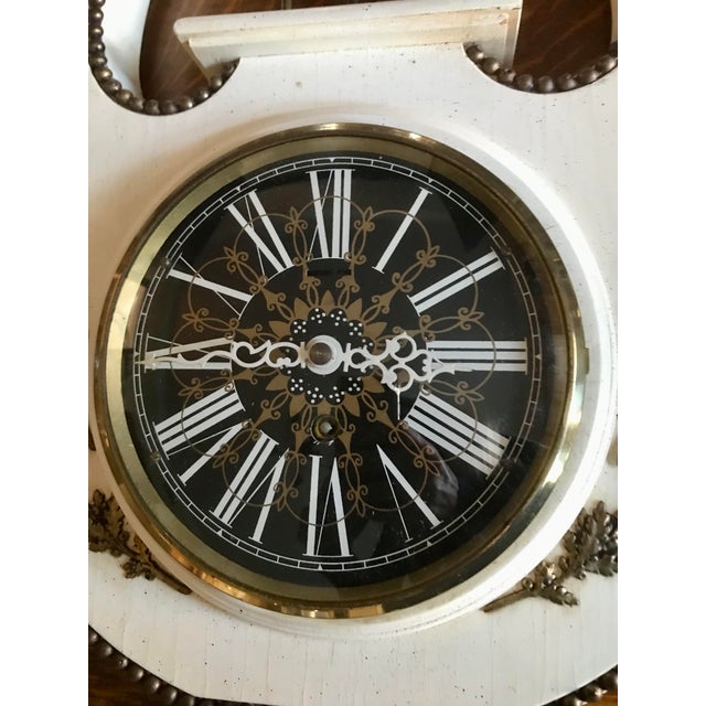 Vintage Wooden Wall Lyre Clock With Brass Greek Mythology Details, Made in Great Britain For Sale In West Palm - Image 6 of 9
