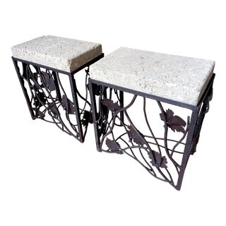 Handmade Wrought Iron Pedestals, 1960s, Set of 2 For Sale