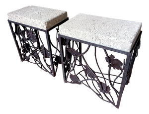 Handmade Wrought Iron Pedestals, 1960s, Set of 2