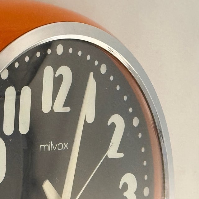 Plastic Space Age Orange Wall Clock by Milvox, 1970s For Sale - Image 7 of 13