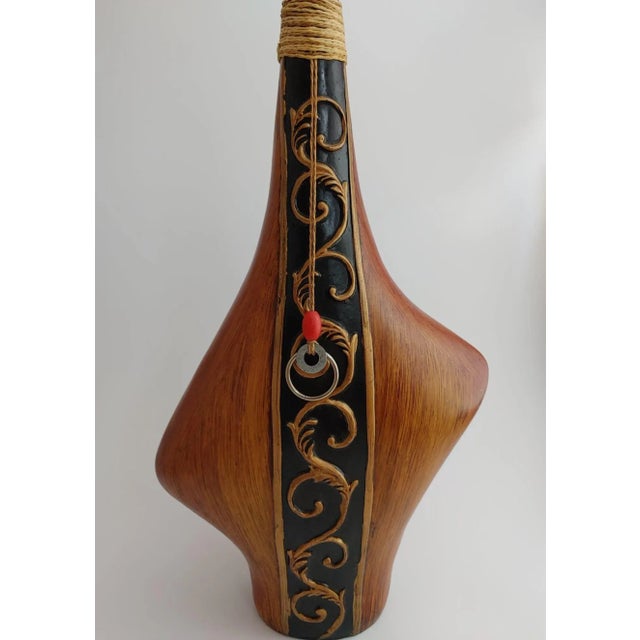 Vintage Handcrafted Wooden Marquetry Wine Bottle, 17", Retro Boho Primitive. Beautiful and unique hand crafted wooden...