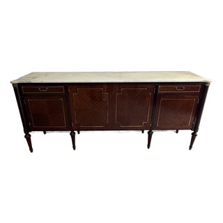 1910s French Louis XVI Sideboard Carrera Marble Top For Sale