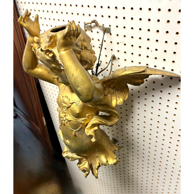 25" French Belle Époque Bronze D’Or Cherub Architectural Salvage Sculpture, 19th Century For Sale - Image 11 of 16