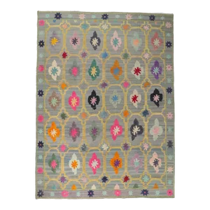 Turkish Kilim Geometric High Low Rug - 10'02 X 13'10