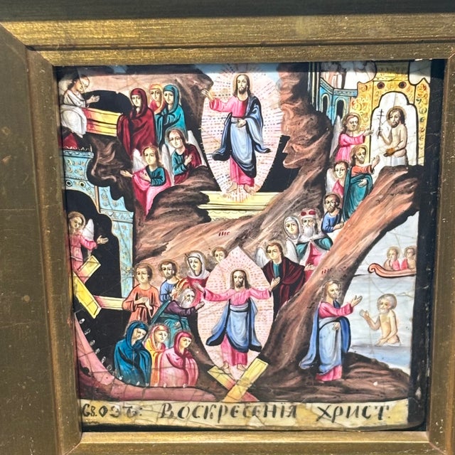 Early 19th Century Unknown, Descent Into Hell and Resurrection from the Tomb, 1800, Oil on Board For Sale - Image 5 of 18