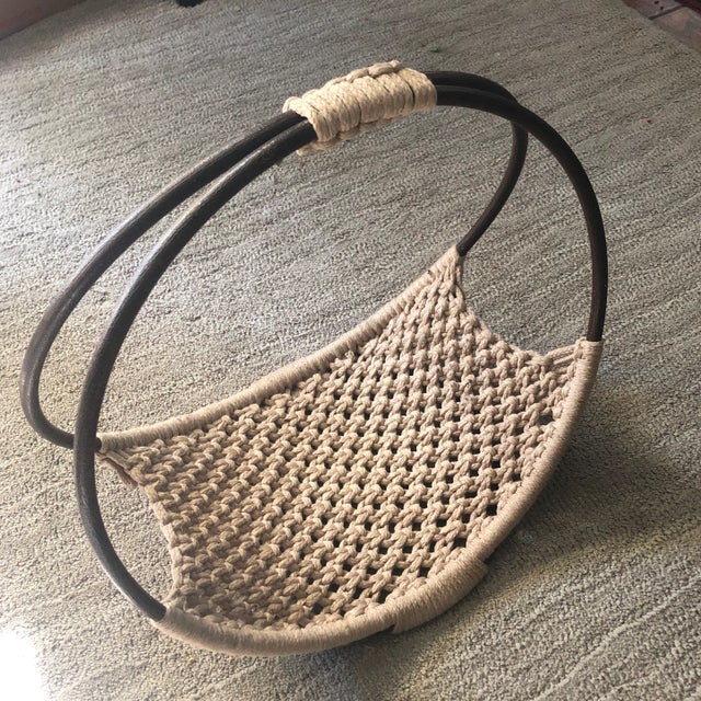 Mid-Century Modern Macramé Wood Magazine Rack For Sale - Image 10 of 10