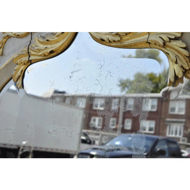 Antique French Rococo Louis XV Style 85" Gold Gilt Cream Painted Trumeau Mirror For Sale In Philadelphia - Image 6 of 12