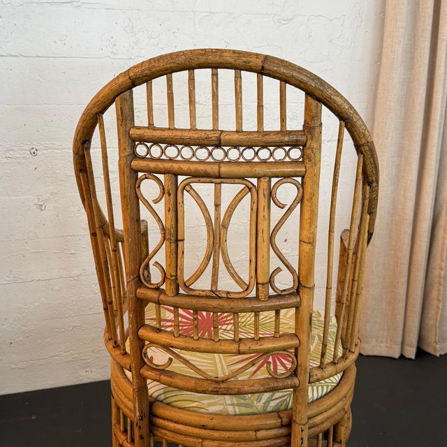 Boho Chic Brighton Pavilion Style Rattan & Bamboo Armchair For Sale In New York - Image 6 of 8