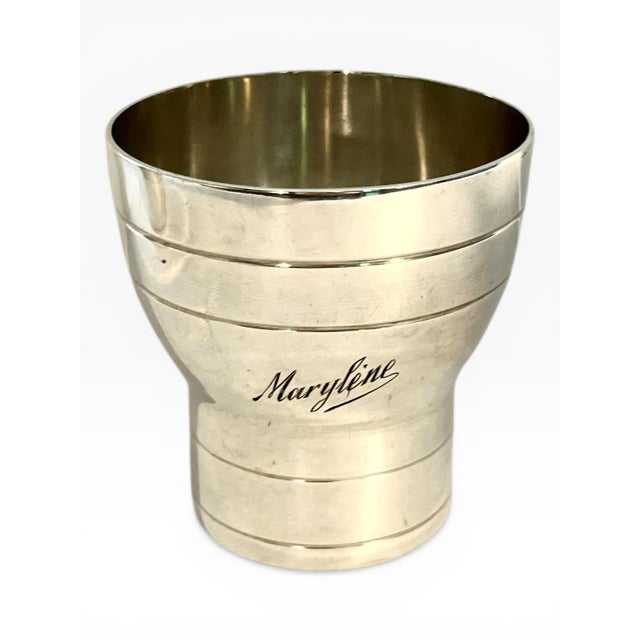 Early 20th Century French Art Deco Silver Plate Matchstick Holders or Goblets - Set of 3 Mismatched Vintage Barware For Sale - Image 5 of 8