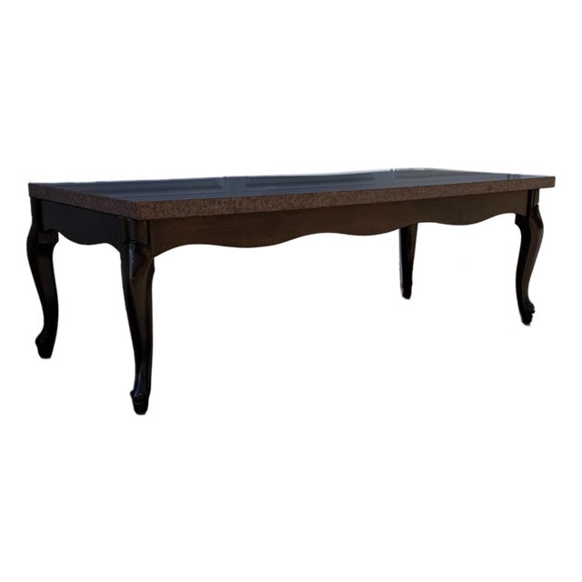 Vintage French Provincial Coffee Table With Granite Top and Cabriole Legs For Sale