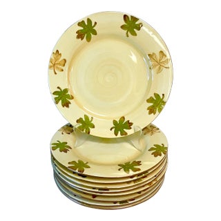 1990s Vintage Arts & Crafts Pottery Barn Harvest Dinner Plates - Set of 9, Thanksgiving For Sale