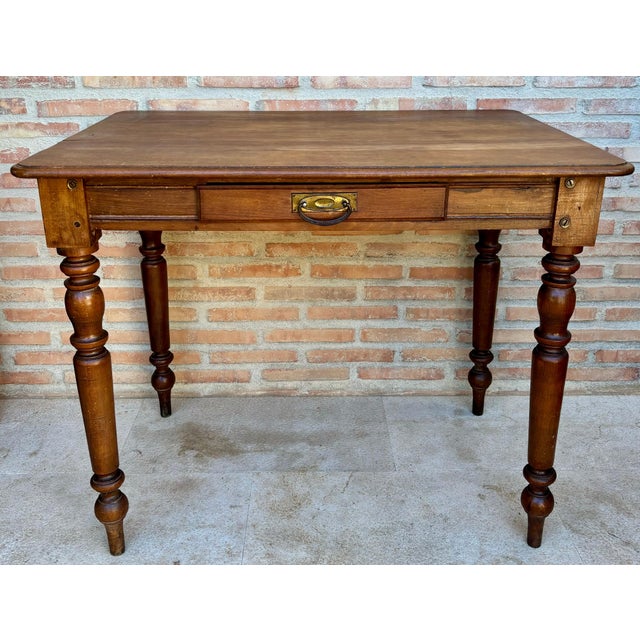 French Country Pine Worktable in Oak, 1920s For Sale - Image 16 of 18