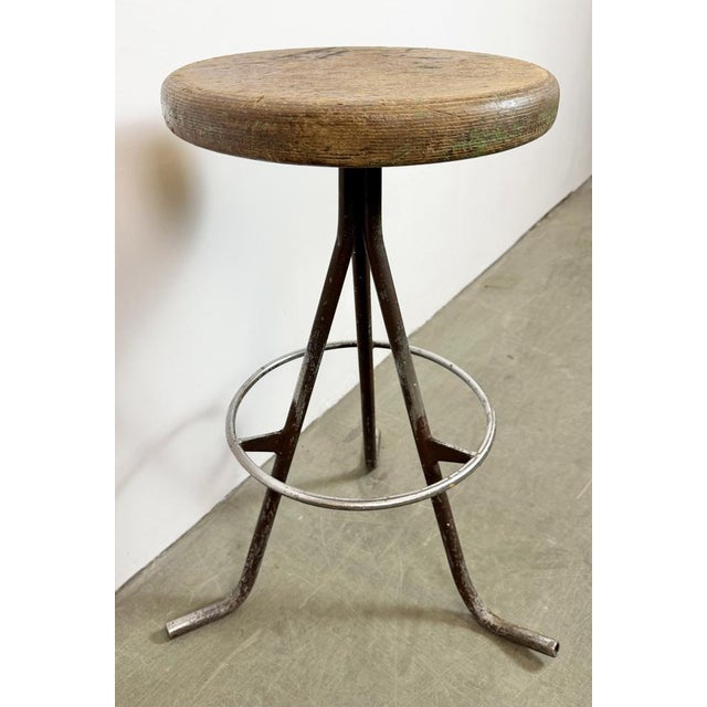 Industrial Grey Workshop Stool, 1960s For Sale - Image 9 of 18