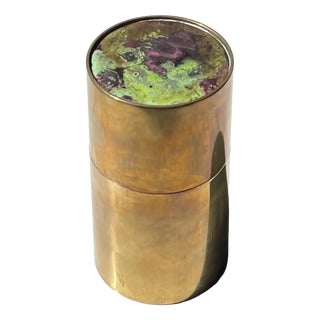 Vintage Danish Brass & Enamel Jar in the style of Pierre Forsell, 1960s For Sale