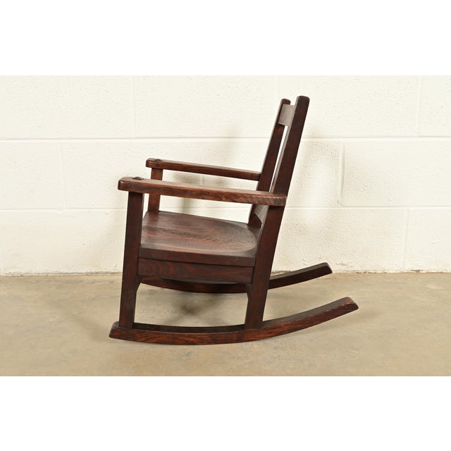Limbert Antique Mission Oak Arts & Crafts Child's Rocking Chair, Circa 1910 For Sale - Image 11 of 14
