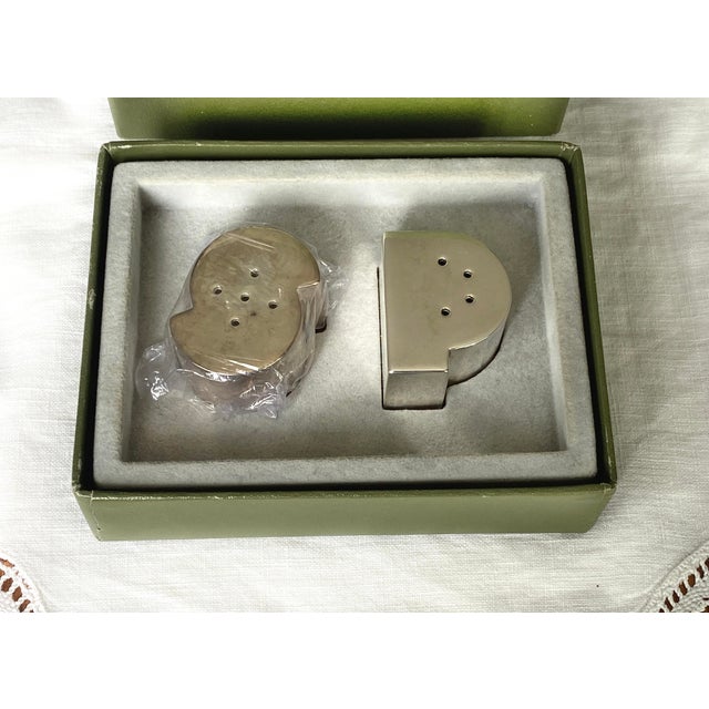 Salt and Pepper Shakers with Ludique Pattern in Silver-Plated Metal Case from Christofle, Paris, France, 1990s, Set of 2 For Sale - Image 6 of 6