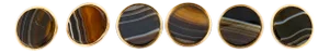 Set of 6 Antique Victorian Banded Agate Cabochon & Gold Plated Buttons