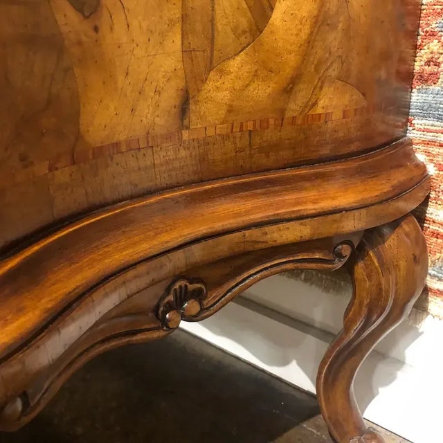 1990s Vintage Italian Three Drawer Walnut Shaped Chest/Console For Sale - Image 9 of 12