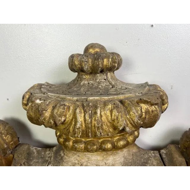 19th Century 19th Century Italian Neoclassical Giltwood Hand-Carved Urn For Sale - Image 5 of 12