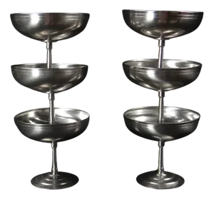 Ice Cream Bowls in Stainless Steel from Létang Rémy, 1980, Set of 6