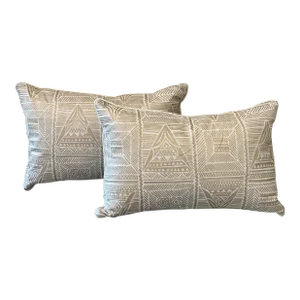 Contemporary Neutral Fortuny Lumbar Pillows - a Pair