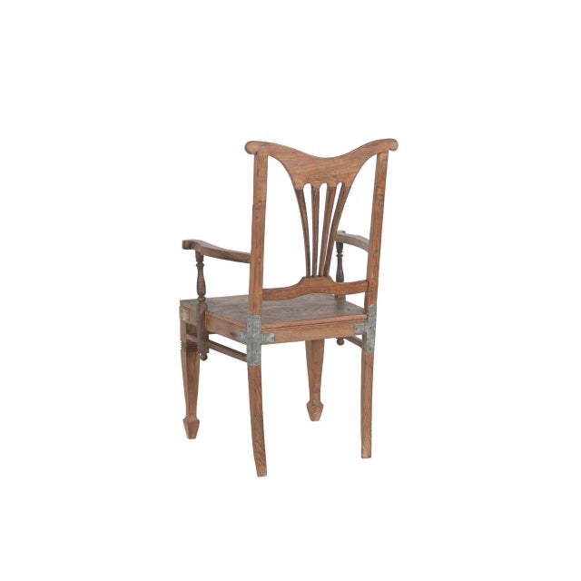 Farmhouse Vintage Anglo-Indian Teakwood Armchair For Sale - Image 3 of 3