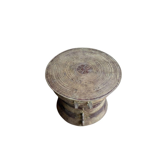 Monumental Cast Bronze Rain Drum Side Table Sculptural Patinated Finish For Sale - Image 9 of 9
