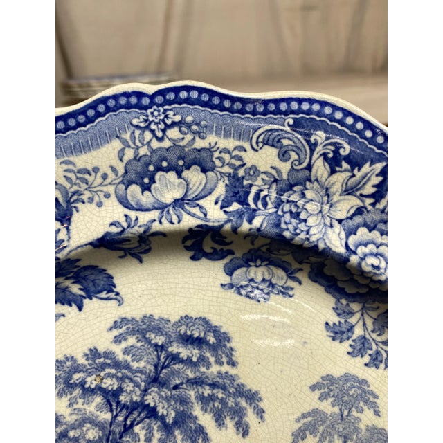 Ceramic Mid 19th Century Blue & White English Staffordshire Transferware Plates- Set of 5 For Sale - Image 7 of 13