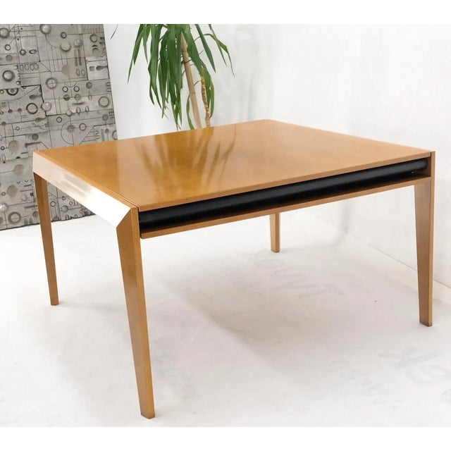 Cassina Large Square Flip Top Expandable Dining Conference Table Blond Birch For Sale - Image 10 of 13