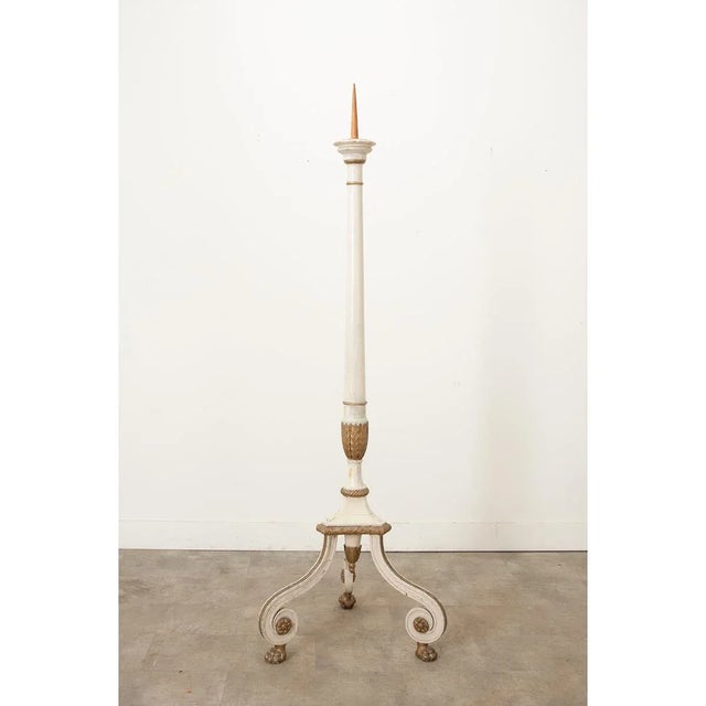 Antique White French 20th Century Painted Parcel Gilt Torchère For Sale - Image 8 of 12